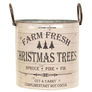 ถังคริสต์มาสดีไซน์ทันสมัย ​​ทำจากเหล็กชุบสังกะสี สีเทา ดีไซน์สวยงาม ของตกแต่งคริสต์มาส ถังเปล่าสำหรับพิมพ์ลายซับลิเมชั่น มีจำหน่าย - Product Image 5