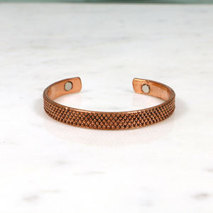 Handcrafted Pure Copper <b>Magnetic</b> <b>Therapy</b> Cuff <b>Bracelet</b> - Textured Dot Pattern Adjustable Open Bangle for Women - Product Image 4