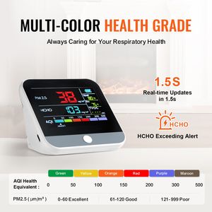 Monitor Professionale Mini per la Qualità dell'Aria 8 in 1: Contatore di Particelle per PM2.5, PM10, PM1.0, Formaldeide, Temperatura, Umidità, TVOC e AQI - Product Image 3