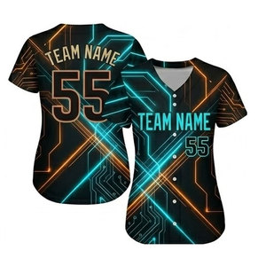 Maillot de softball pour femmes de haute qualité avec logo sur le devant, nom d'équipe personnalisé, tissu respirant haute performance pour l'entraînement et la compétition - Product Image 2