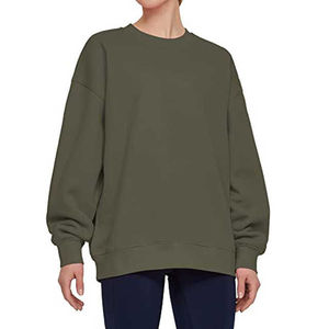 Wholesale Solid Olive Green Custom Sweatshirts Mock Neck Warm Winter Pullover Plain <b>Slouchy</b> <b>Jumper</b> Plus Size Blanks Supplier OEM - Product Image 4