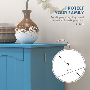 Modern Freestanding Blue <b>Kitchen</b> <b>Pantry</b> Cabinet 5 Tier Wood (MDF) Shelving with 12 Door Shelves & Double Doors - Product Image 6