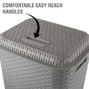 Cesto para Ropa Sucia con Tapa, 50 L, Ligero, Portátil, Organizador de Plástico para Ropa, Juguetes, Libros, Contenedor Multiusos, Gris Claro - Product Image 2