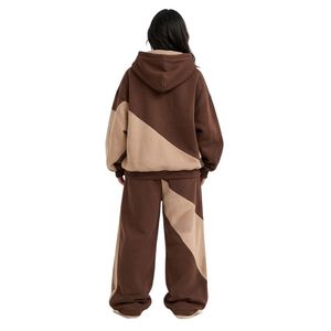 Custom <b>Women</b> Pullover Panel Work Premium Streetwear Sweatsuits Cotton <b>Fleece</b> Heavyweight Warm Winter Loose <b>Jogger</b> Tracksuit Sets - Product Image 2