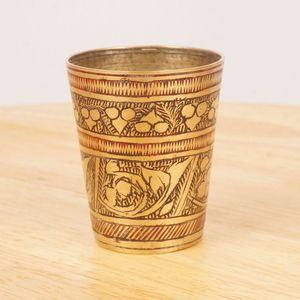 Engraved Brass Drinking Glass Handmade Vintage Style Tumbler Cup <b>for</b> Home <b>Kitchen</b> <b>Decor</b> Gift <b>Item</b> Premium Quality - Product Image 5