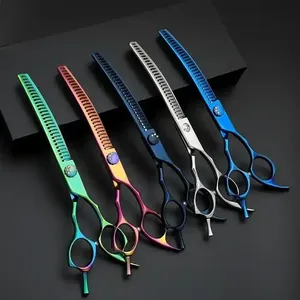 Hair Thinning Scissors Curved <b>Ceramic</b> Handle for Men's Fashion Japanese Stainless Steel CE Certified Beauty Tool SUBJECT - Product Image 1
