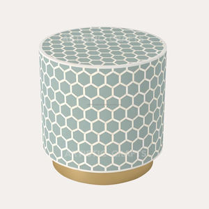 Tabouret en os blanc et résine de conception moderne en incrustation d'os vieilli pour la maison salon chambre jardin et bars - Product Image 4