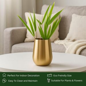 Pot de fleurs en métal doré pour plantes d'intérieur, pot de fleurs décoratif, pot rond moderne, conteneur pour plantes, décoration de table pour la maison, le jardin, le bureau - Product Image 5