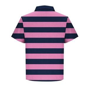 Men's Striped Short Sleeve Polo Shirt Casual Regular Fit Button <b>Down</b> Breathable Polyester Spandex Comfortable Pullover Tops - Product Image 4