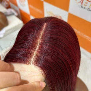 Peluca de Color Borgoña Vino con Cierre de Encaje Estilo Kim K, Peluca Suiza Transparente de Cabello Liso, Lista para Usar - Product Image 6