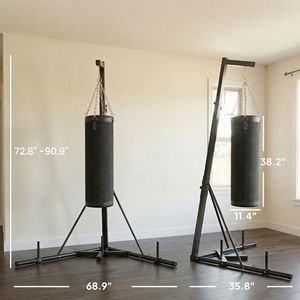 Sacco da Boxe Autoportante per Adulti, Regolabile in Altezza 185-230 cm, in Tela e Pelle PU Nera, Supporto Incluso - Product Image 3