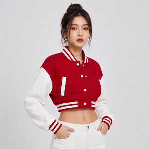 Premium Women Cropped Varsity Jacket Crafted With Soft Fabric Breathable Comfort And Modern Streetwear Style For Fashion - Product Image 4