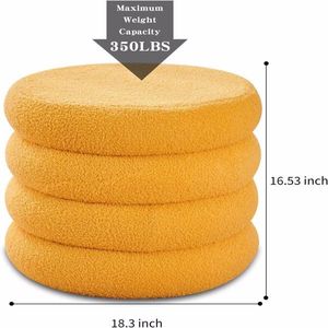 Modern Round Sherpa Footstool Teddy Vanity Stool with Flip Top Tray Upholstered Makeup Chair for Home Decor Storage Ottoman - Product Image 3