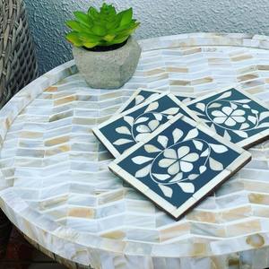 Sous-verres en os incrustés de haute qualité, faits à la main, ensemble de sous-verres décoratifs pour table - Product Image 1