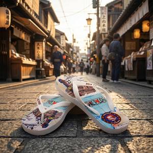 Printed Men and Women Customized EVA Rubber Flip Flops Glued Pattern High Quality Outdoor <b>Slippers</b> From Vietnam - Product Image 3