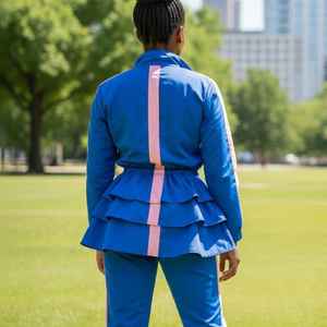 Conjunto de Chaqueta con Peplum para Mujer, Manga Larga, Cierre Frontal con Cremallera, Traje Deportivo Informal de Dos Piezas, Ropa Deportiva, Logotipo Personalizado, Venta al Por Mayor - Product Image 4