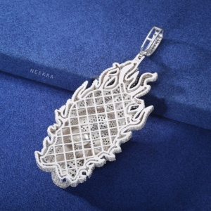 Colgante de Calavera con Moissanita - Colgante de Calavera Vintage de Plata de Ley 925 con Moissanita - Joyería Punk Rock, Colgante de Calavera Gótico - Product Image 6