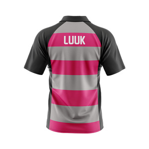 เสื้อโปโลแขนสั้นลายทางผู้ชาย แห้งเร็ว ผ้าถักโพลีเอสเตอร์ ดีไซน์ลำลอง พิมพ์ลายโลโก้ด้านหน้าด้วยเทคนิคฮีททรานเฟอร์ - Product Image 6