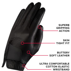 Gants de golf en cuir véritable pour adultes, couleur noire, main gauche ou droite, doux, respirants, avec bracelet élastique. - Product Image 4