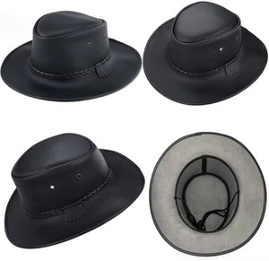 GENERSA SPORTS Chapeau de cowboy noir en polyester unisexe à large bord réglable pour l'extérieur, décontracté, toutes saisons, taille adulte - Product Image 5