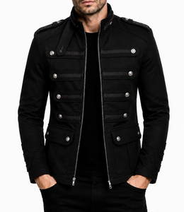 Men Black <b>Gothic</b> Steampunk Vintage Spring Streetwear Zipper Bomber <b>Jacket</b> - Product Image 3