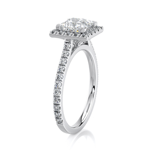 แหวนหมั้นเพชรทรงปรินเซสคัท 1.5 กะรัต ทองคำขาว 10K ได้รับการรับรองจาก IGI ประดับเพชรทรงเหลี่ยมแบบ Pave สำหรับงานแต่งงานและวันครบรอบ - Product Image 3