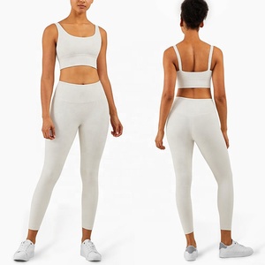 Hot Woman Seamless Workout Set High Waist Long Sleeve Sports Legging Sets Two Piece Yoga Wear Jogging Set - Product Image 3