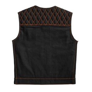 Gilet de motard en jean matelassé diamanté pour homme avec doublure cachemire, gilet de moto à port dissimulé, gilet en jean personnalisé - Product Image 2