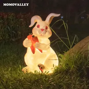 Pasqua simpatico charm statua in resina giardino illuminato coniglietti a led ornamento resort decorazioni per esterni coniglio luci natalizie