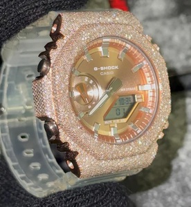 Montre en acier inoxydable Iced for Style, aspect diamant or rose, analogique-numérique, luxe, sport, mouvement mécanique, 42 mm - Product Image 1