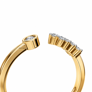 Bague ouverte en forme de feuille inspirée de la nature avec diamant de laboratoire pour femme, design botanique serti en or 10K 14K 18K ou argent 925 935 - Product Image 3