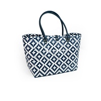 Bolsas de PP tejidas a mano de Vietnam, elegantes bolsas de mimbre de plástico para mujeres, suministro al por mayor