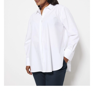 Camisa Blanca Extra Grande para Mujer, Manga Larga, Cierre de Botones, Corte Holgado, Cuello Camisero, Blusa Informal para Oficina - Product Image 1