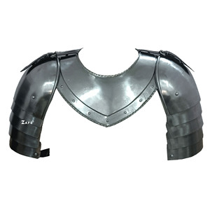 Conjunto de Armadura Medieval de Gorgeta y Pauldron de Acero Suave Plateado para Cuello y Hombros de Caballero, para Disfraces de Recreación Histórica - Product Image 1