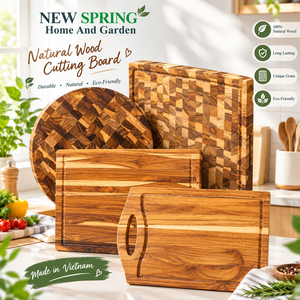 NUEVA Tabla de Cortar Rectangular de Madera con Patrón Chevron, Tabla de Cortar Sostenible para Primavera - Product Image 6