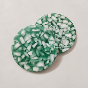 Juego de 2 posavasos de terrazo de resina epoxi amarilla hechos a mano, alfombrillas modernas para bebidas de partículas para el hogar/La Oficina, protección de mesa hecha en piedra - Product Image 3