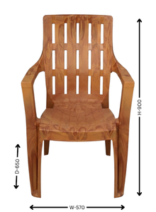 Modern Stackable Wood Grain Plastic <b>Dining</b> Chair <b>Armchair</b> with Slatted Back for Home Garden Office - Product Image 3