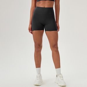 Shorts Deportivos para Mujer, Color Azul Sólido, Cintura Elástica, Tejido de Poliéster, Secado Rápido, Corte Regular, Cintura Media, para Gimnasio y Fitness - Product Image 1