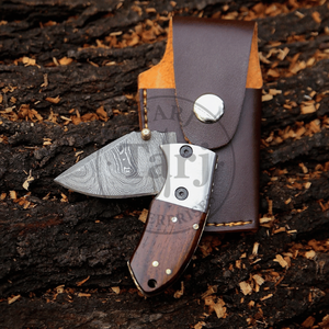 มีดพับดามัสกัส OEM พรีเมียม ด้ามไม้ มีดพกพา ทำมือ ขนาดกะทัดรัด EDC สำหรับล่าสัตว์ กิจกรรมกลางแจ้ง ของขวัญสำหรับเขา G10 ขายดี ปี 2026 - Product Image 3