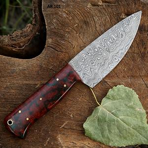 Cuchillo de Caza MORTAL SAGA Personalizable de Acero Damasco de Alta Resistencia, Espiga Completa, Hecho a Mano, Precisión para Desollar, Funda de Cuero, Soporte OEM - Product Image 5