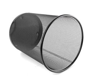 Poubelle cylindrique en métal noir à ouverture supérieure pour bureau, corbeille à papier d'intérieur - Product Image 4