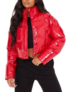 OEM Custom logo Warm Shiny <b>Bubble</b> <b>Coats</b> Customized Long Sleeve Solid Zipper Pocket Short Women Puffer Jacket Winter Jacket - Product Image 6