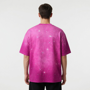 Pink Oversized Short Sleeve T-<b>Shirt</b> With <b>Star</b> Dot Pattern Digital Print Knitted Fabric Men's Casual Style O-Neck Design t-<b>shirts</b> - Product Image 2