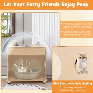 Caja de arena para gatos con puertas rascadoras de sisal y accesorio de almacenamiento - Product Image 5