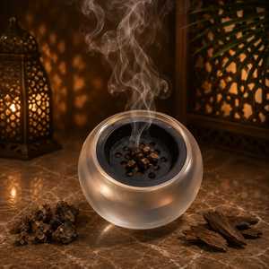 Brûleur d'encens en verre et bois au design fabuleux avec insert métallique, bois de santal aromatique, écologique, utilisation toute saison - Product Image 6