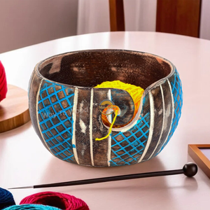 Cuenco de Hilo de Madera Estilo Antiguo, de Teca Pulida Jali, con Decoración Tallada Ovalada, Soporte para Regalos, Hogar, Cocina, Animal, de AYAANS - Product Image 1