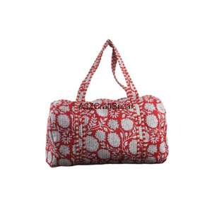 Sac de voyage léger et luxueux en coton 100% matelassé, style bohème floral fait main, imprimé indien au bloc, idéal pour les escapades de week-end - Product Image 4