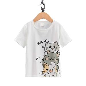 Venta al por mayor precio barato Unisex niños Casual manga corta algodón dibujos animados embellecido ligero estiramiento verano niñas niños camiseta - Product Image 5
