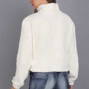 <b>Women</b> Short Sherpa Fleece Faux Fur Wool Coat Breathable Warm Plush Casual Hooded Zipper Collar <b>Jacket</b> Snow Wear Comfy - Product Image 2