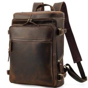 High Quality <b>Waterproof</b> Leather <b>Backpack</b> Vintage Anti-Theft Laptop Rucksack Genuine Leather Pack LBP-0367 - Product Image 1